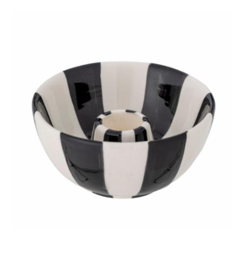Eja Black And White Striped Candle Holder