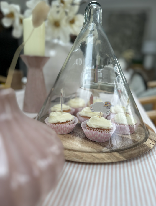Glass Dome with Wooden Board