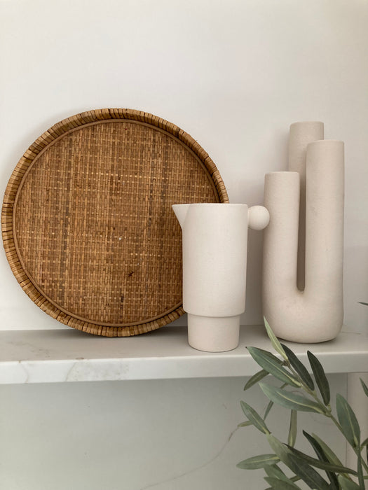 Cream Round Handle Jug Vase