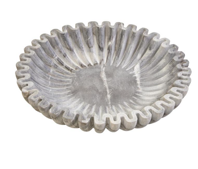 Savio Large Grey Fluted Marble Bowl