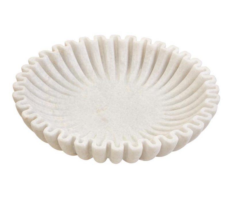 Savio Large White Fluted Marble Bowl