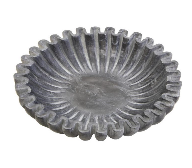 Savio Small Grey Fluted Marble Bowl