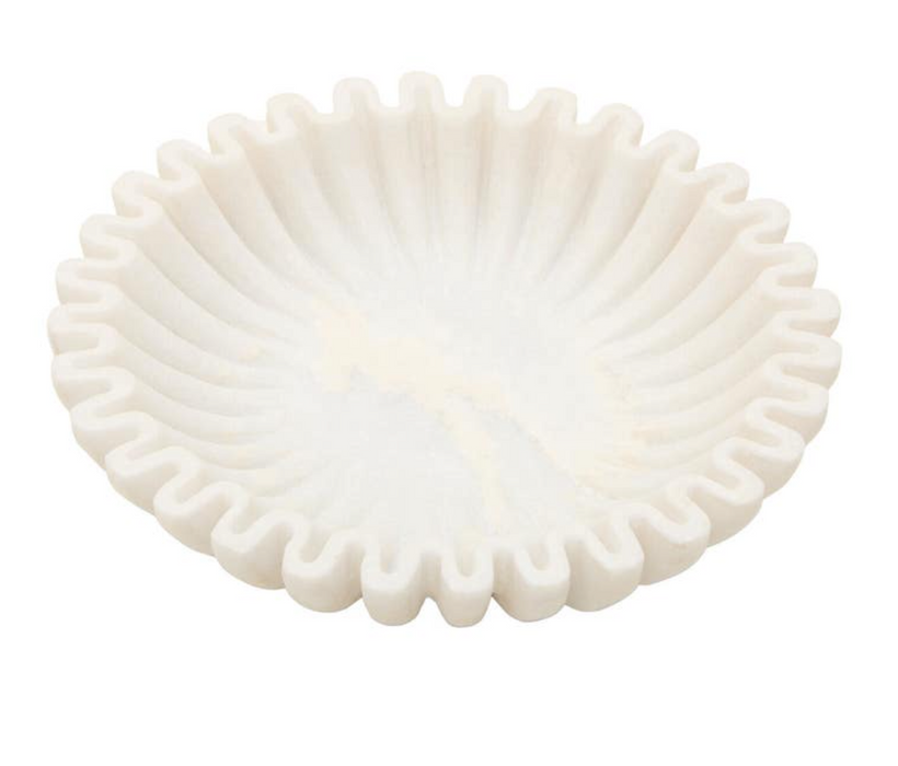 Savio Small White Fluted Marble Bowl