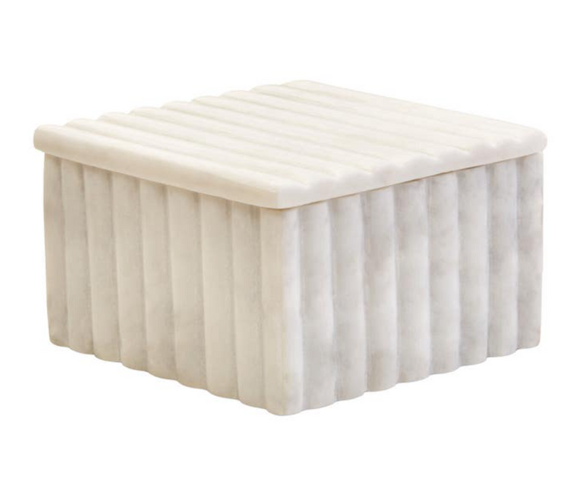 Savio Square White Fluted Marble Box