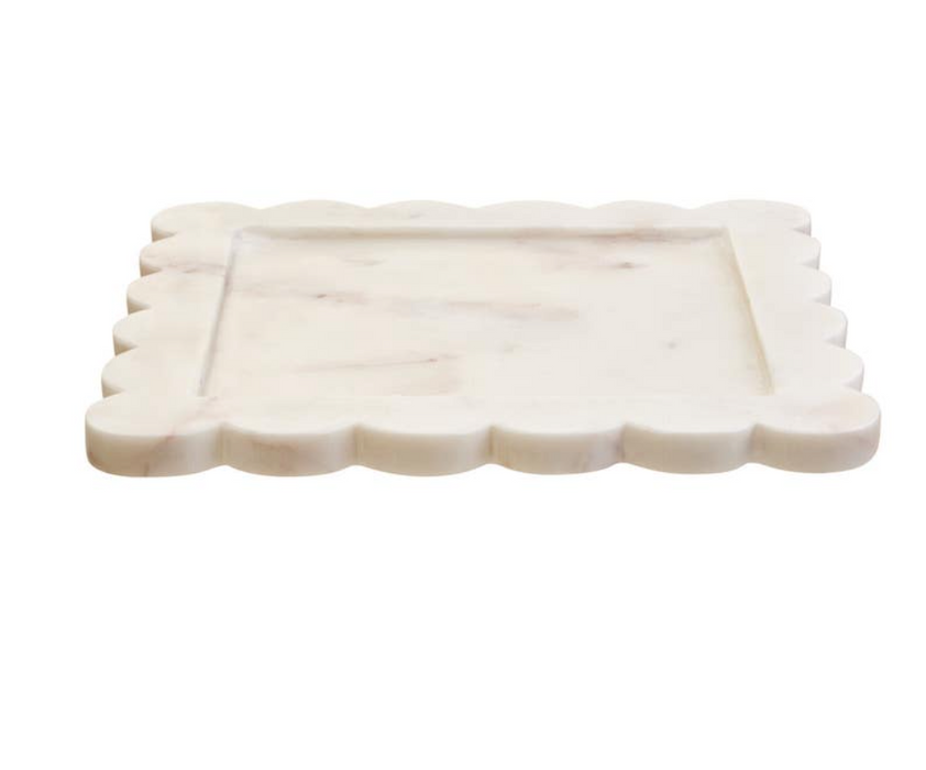 Savio White Marble scallop Square Large Tray