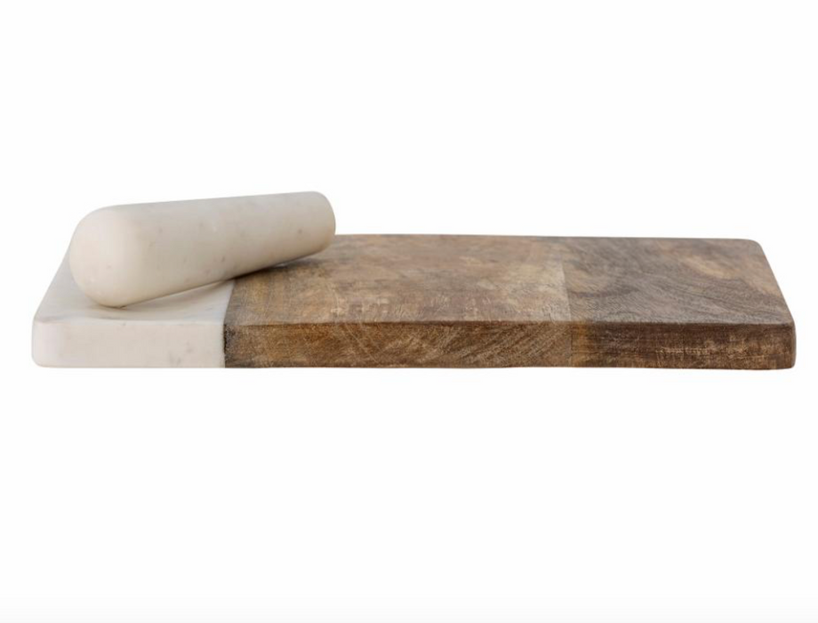 Marble & Wood Cutting Board with Pestle