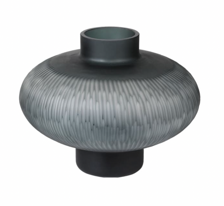 Small Grey Cut Glass Vase