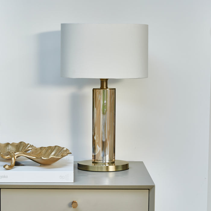 Antique Brass and Glass Table Lamp