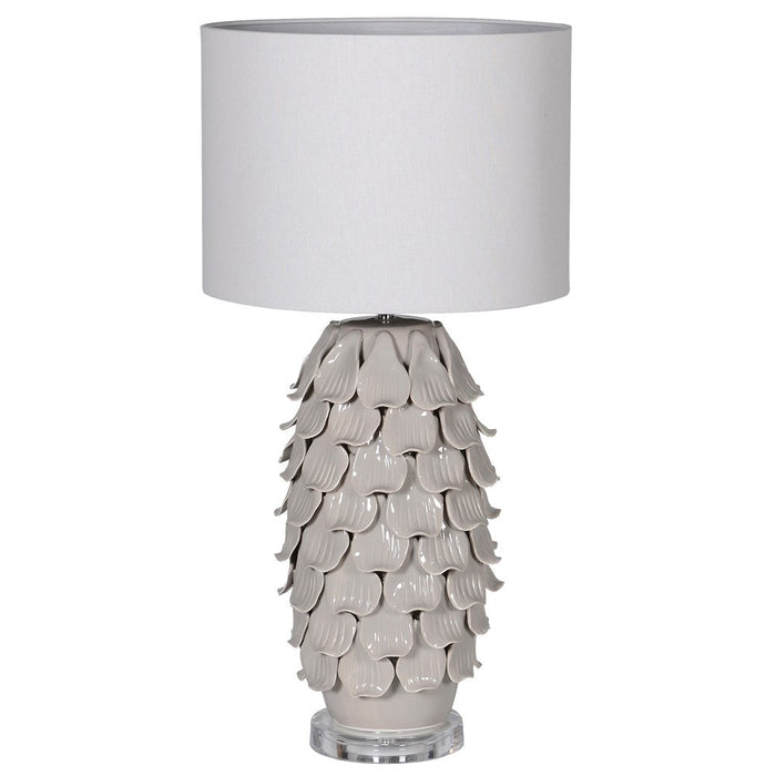 Off-White Petal and White Linen Lamp