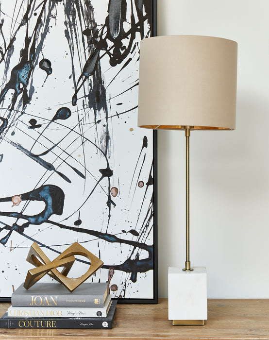 Tall Marble and Bronzed Slim Lamp