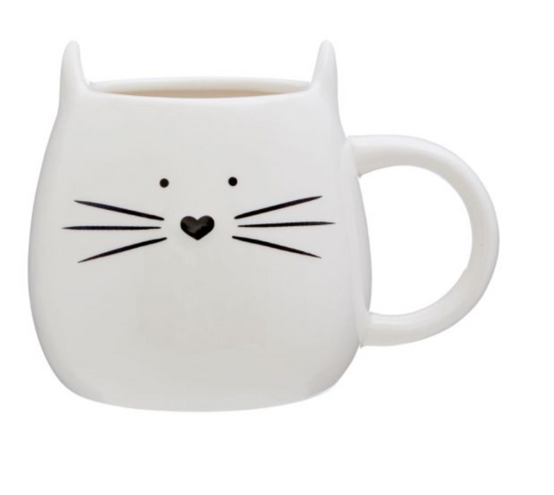 Ivory Cat Mug with Coaster