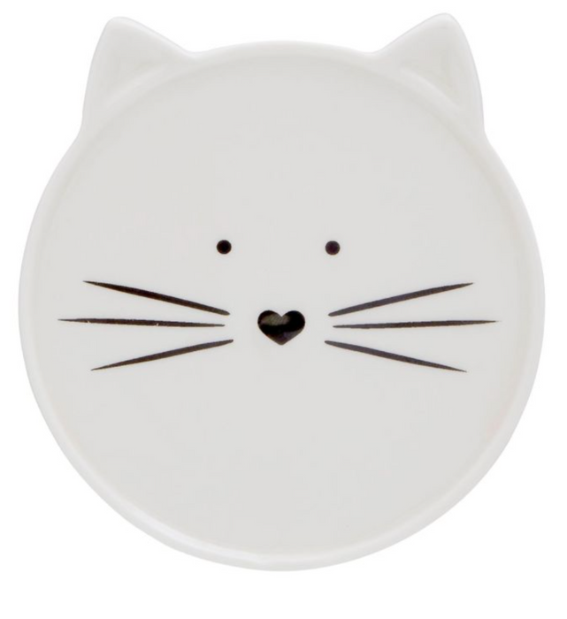 Ivory Cat Mug with Coaster