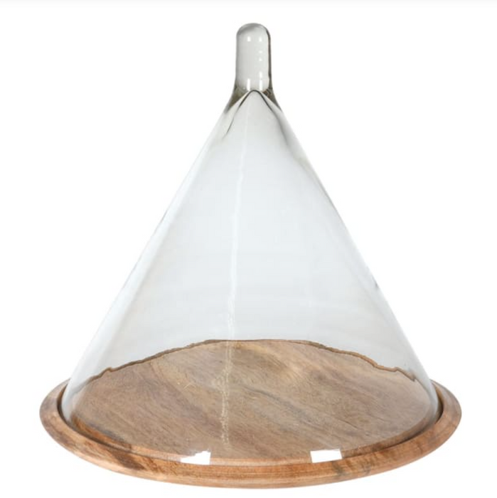 Glass Dome with Wooden Board