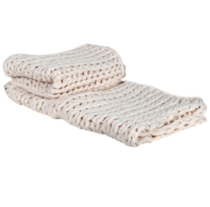 Cream Knit Throw