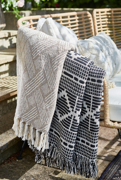 Natural and White Diagonal Throw