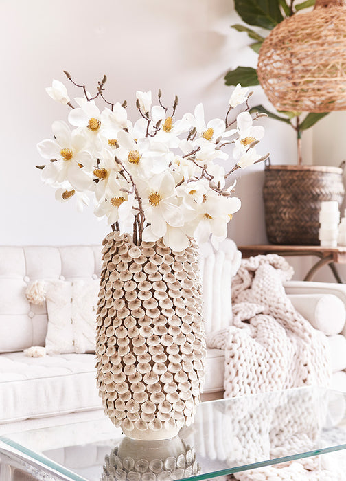 Taupe Intricate Petal Ceramic Vase