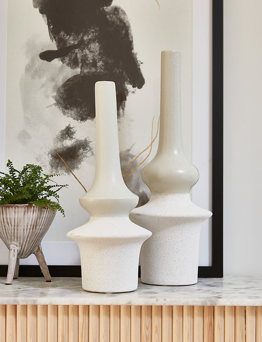 Cream Contoured Ceramic Vase