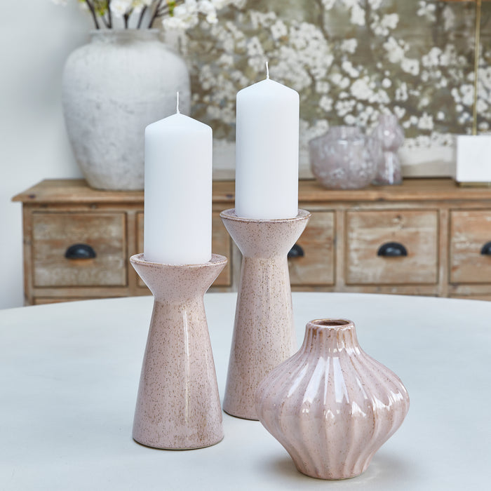 Tall Powder Pink Candlestick
