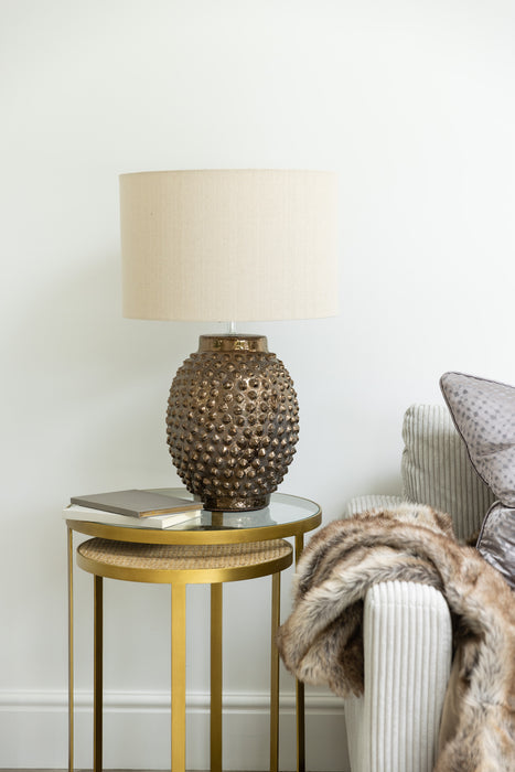 Chromatic Terracotta Lamp and Linen Shade