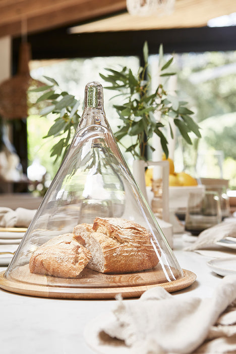 Glass Dome with Wooden Board