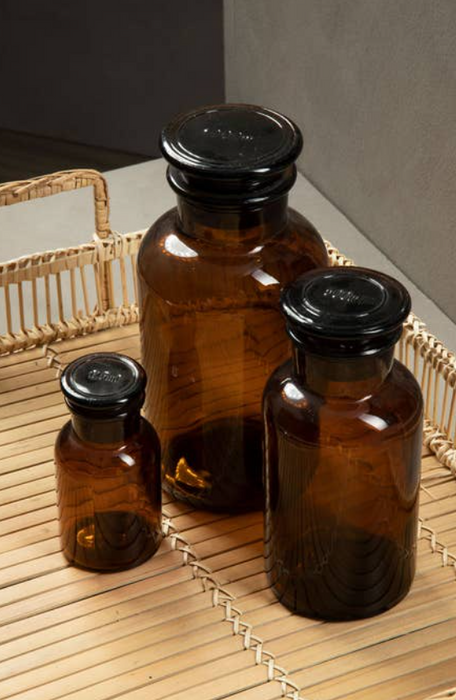 Apothecary Black Glass Reagent Bottle