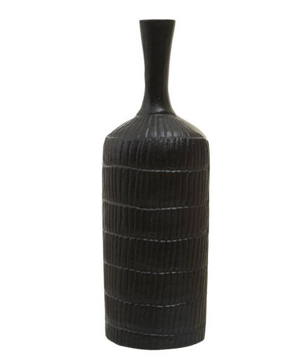 Black Textured Bottle Vase