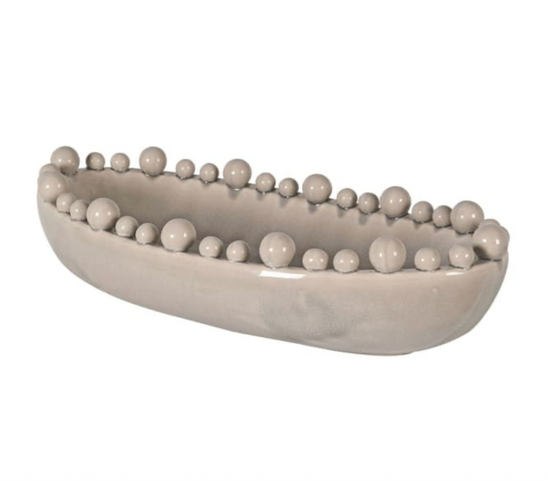 Cream Oval Bobble Edged Bowl