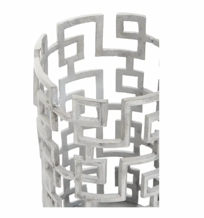 Silver Geometric Candle Holder