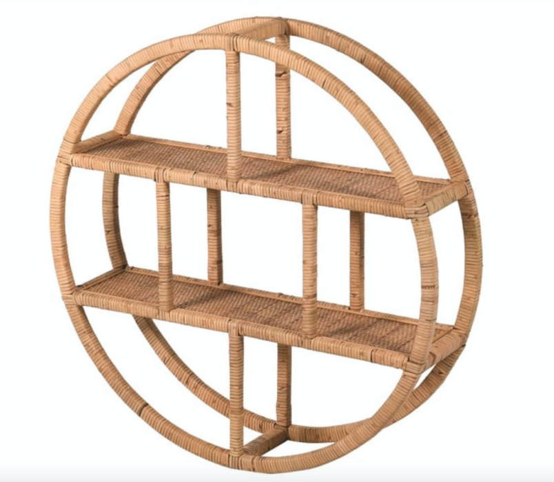 Large Circular Rattan Display Shelf