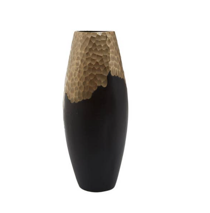 Luxe Hammered Black And Gold Vase