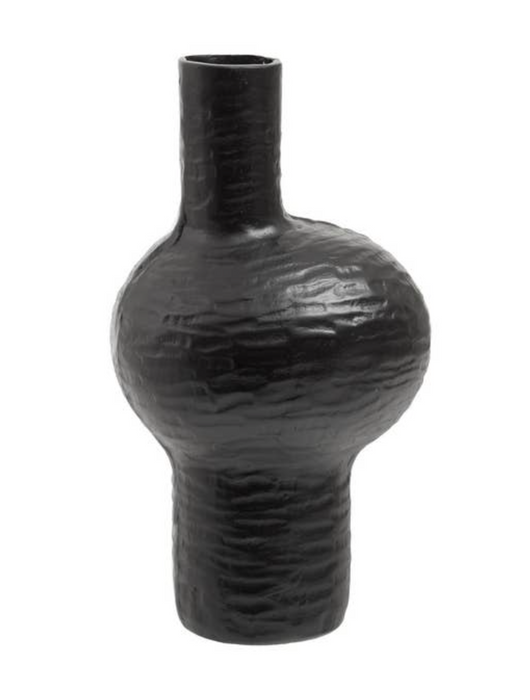 Abstract hammered black vase
