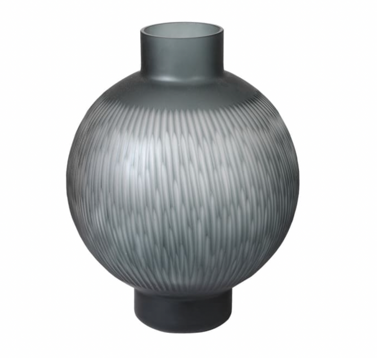 Large Grey Cut Glass Vase