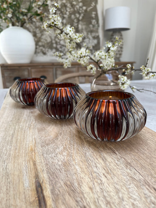 Red Glass Candle Holder