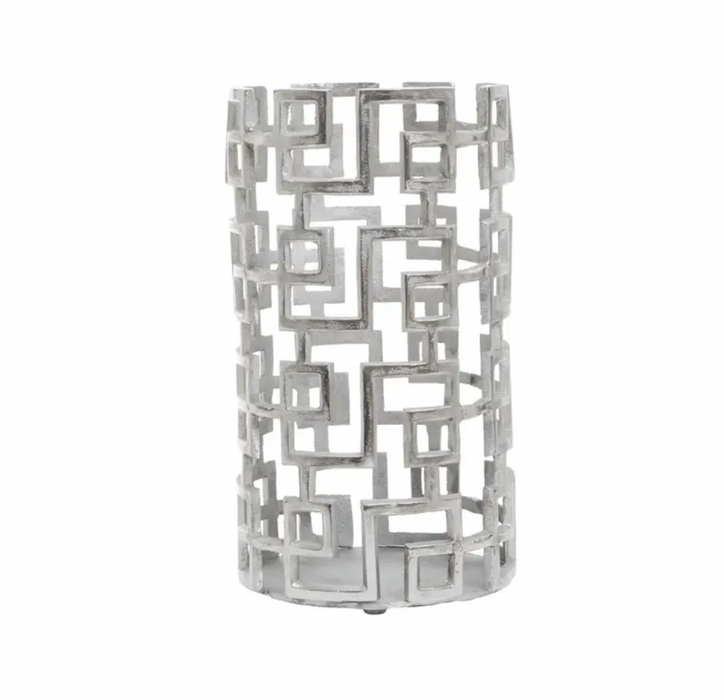 Silver Geometric Candle Holder