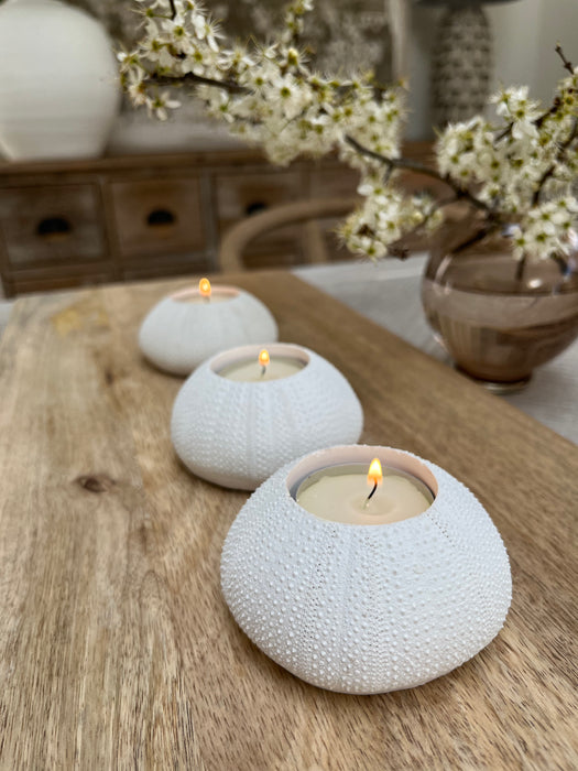 White Urchin Tea Light Holder