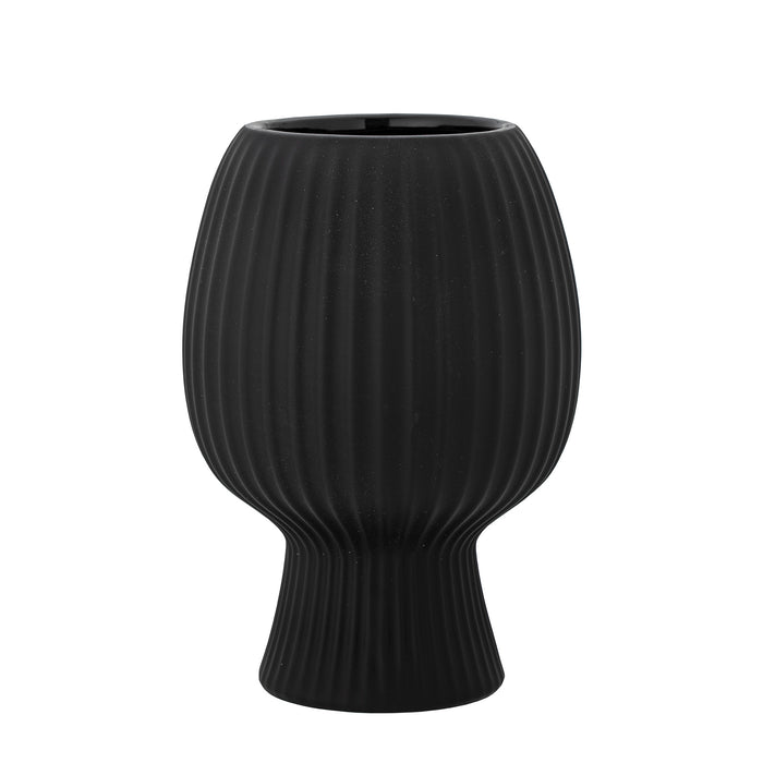 Black Upside Down Ribbed Vase