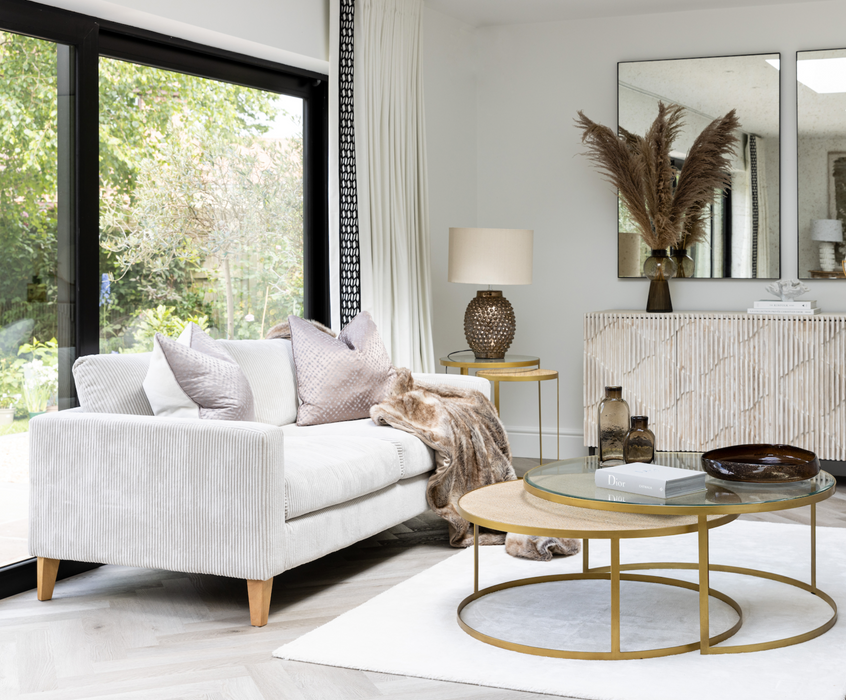 Beige corduroy sofa deals