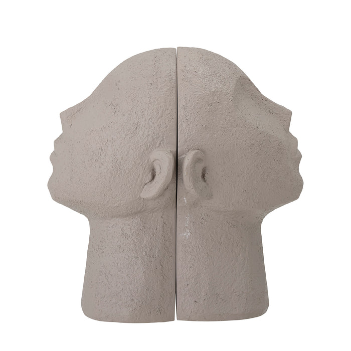 Grey Sculptured Face Bookends