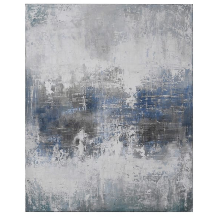Muted Blue Abstract Oil Canvas