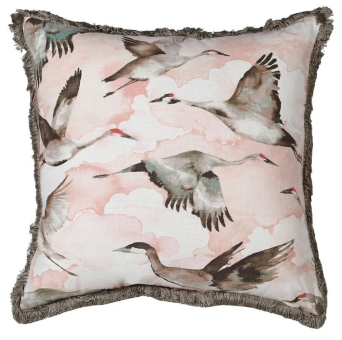 Rosy Crane Cushion