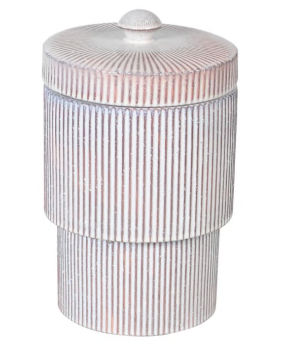 Rustic Striped Lidded Jar