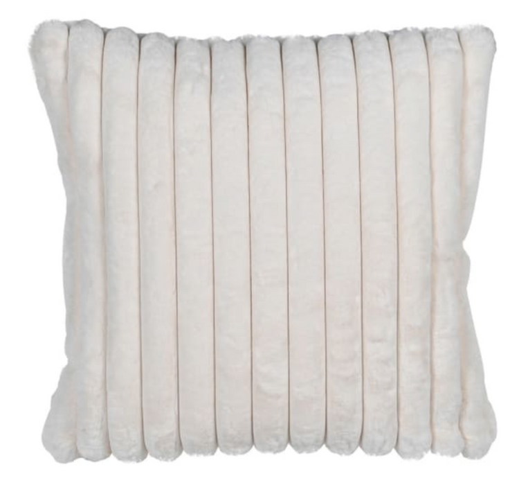 Striped Off-White Faux Fur Cushion Cover
