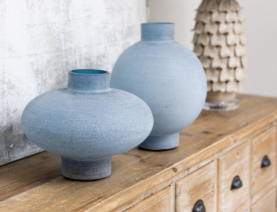 Sandblasted Soft Blue Vase