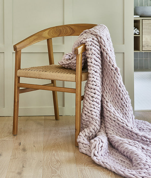 Dusty Pink Cable Knit Throw