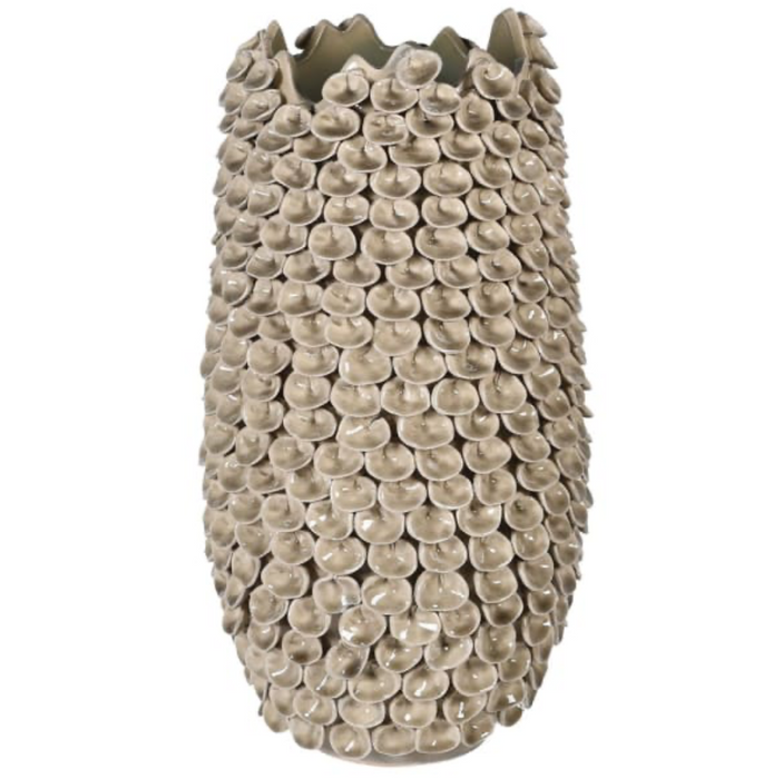 Taupe Intricate Petal Ceramic Vase