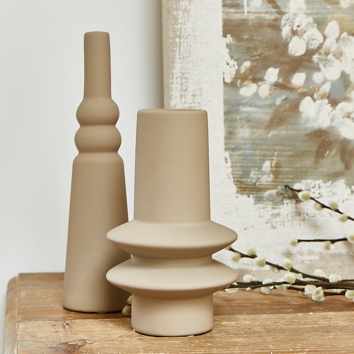 Tall Light Brown Coiled Vase
