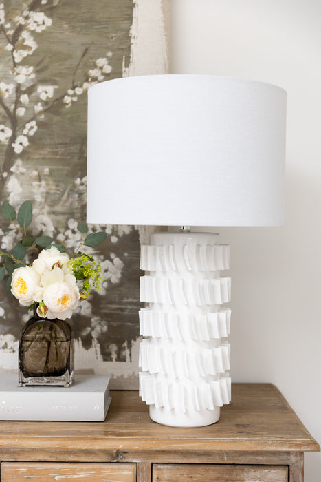Textured Ivory and Linen Lamp