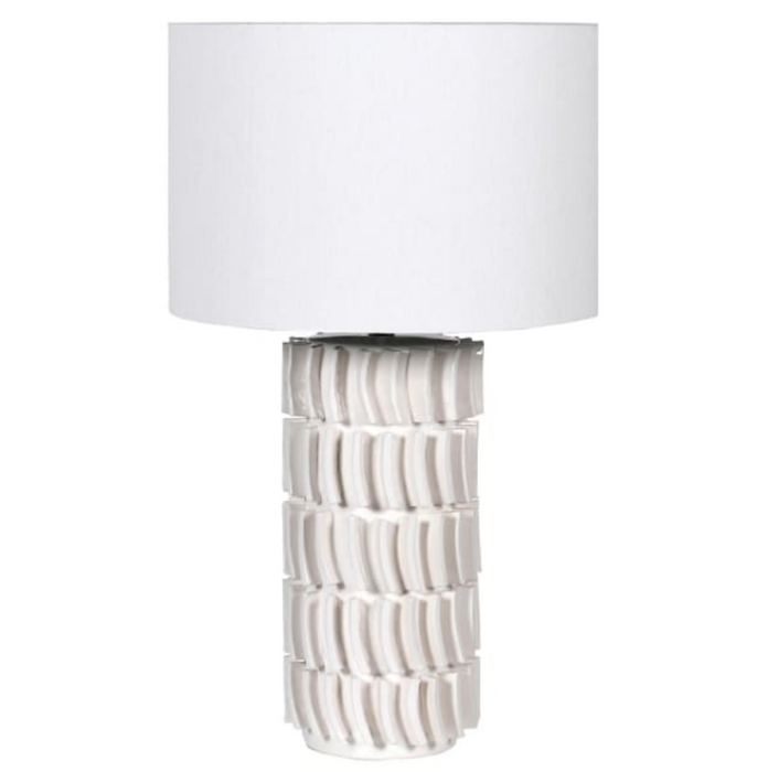 Textured Ivory and Linen Lamp